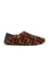 Fendi Shearling Ff Slippers In Brown