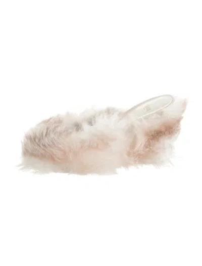 Pre-owned Fendi Shearling Fur Trim Mules In Neutrals