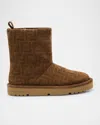 Fendi Shearling-lined Ff Embossed Leather Ski Boots In Brown