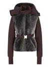 Fendi Brown Technical Fabric And Shearling Down Jacket In Brown