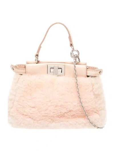 Pre-owned Fendi Shearling Peekaboo Micro In Pink