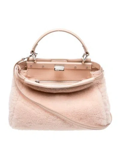 Pre-owned Fendi Shearling Peekaboo Mini In Pink