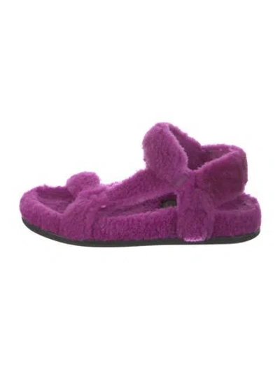 Pre-owned Fendi Shearling Slingback Sandals In Multi