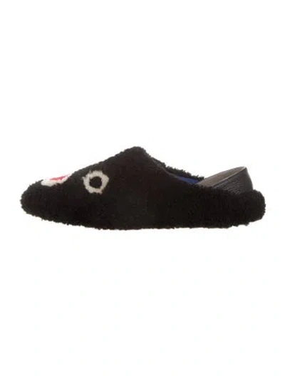 Pre-owned Fendi Shearling Slippers In Black