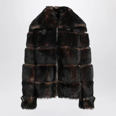 Fendi Sheepskin Jacket With Nappa Leather Trim In Black
