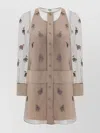 Fendi Embroidered Tulle Mini Dress