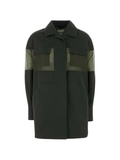 Fendi Cotton Blend Jacket Collared Long Sleeves Mesh In Green