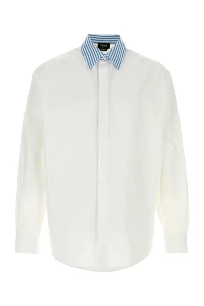 Fendi Poplin Shirt Button Down Collar Long Sleeves In Transparent