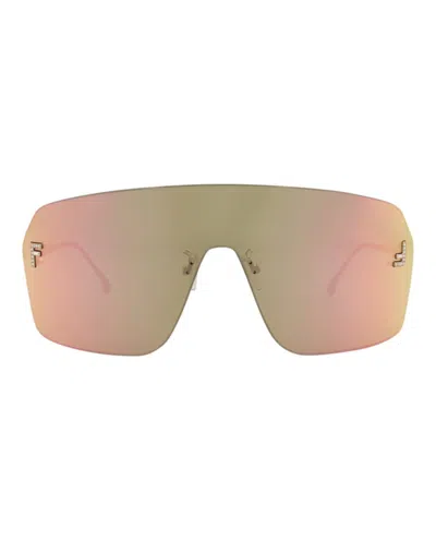 Fendi Shield-frame Metal Sunglasses With Nosepads And Logo Detail