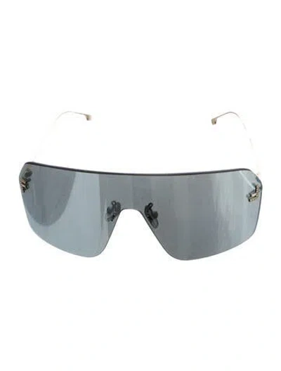 Pre-owned Fendi Shield Mirrored Sunglasses In Black/gold