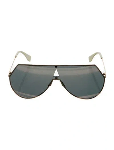Pre-owned Fendi Shield Mirrored Sunglasses In Gold/metallic