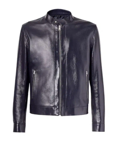 FENDI FENDI ZIP-UP LEATHER BIKER JACKET