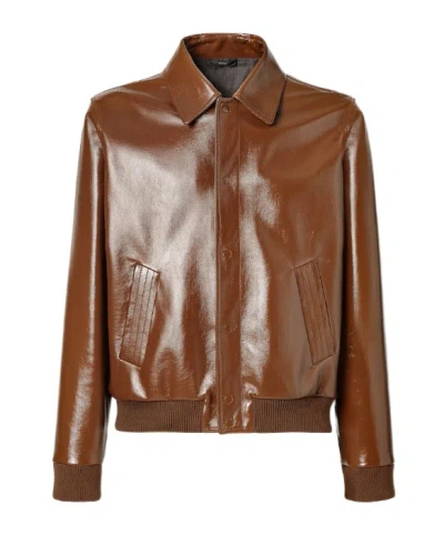 FENDI FENDI LONG SLEEVED LEATHER JACKET