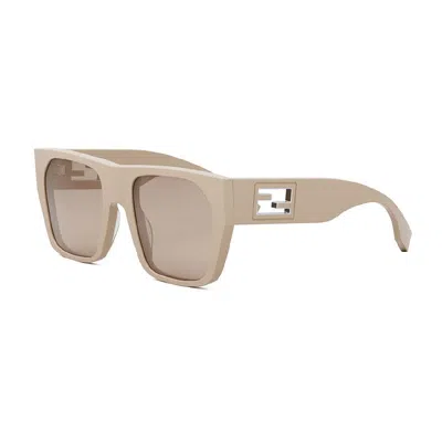 Fendi Shiny Transparent Sunglasses In Shiny Transparent Khaki