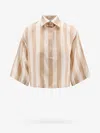 Fendi Pequin Stripes Cropped Shirt In Beige