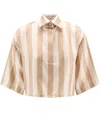 Fendi Pequin Stripes Cropped Shirt In Beige