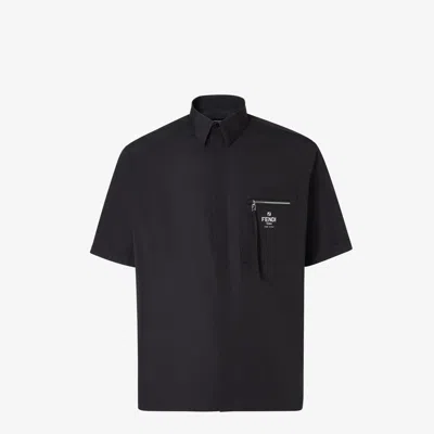 Fendi Short Sleeve Cotton Shirt In Black
