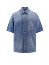 Fendi Short-sleeved Denim Shirt In Blue