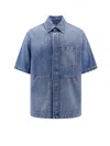 Fendi Oversize Denim Shirt With Breast And Frontal Pockets In Blue