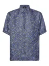 Fendi Logo-print Linen Shirt In Blue