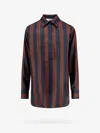 Fendi Pequin-stripe Silk Shirt In Brown