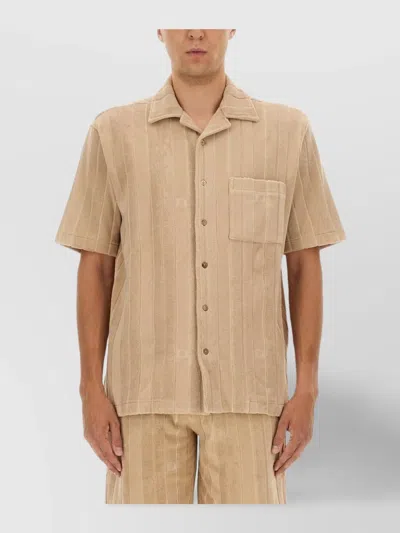 Fendi Shirt Chest Pocket Striped Pattern In Brown