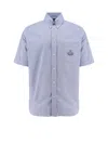 Fendi Embroidered-pocket Short-sleeve Shirt In Blue
