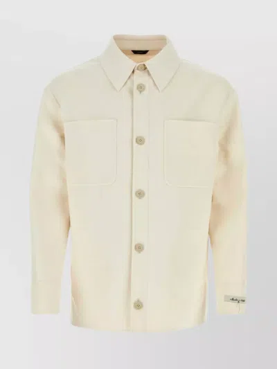 Fendi Shirt Cotton Blend Chest Pockets In Neutral