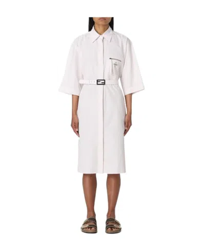 Fendi Shirt Dress In White