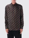 Fendi Nity Print Silk Long-sleeved Shirt In Black