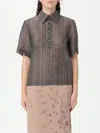 Fendi Women Printed Silk Blend Polo Shirt In Gray