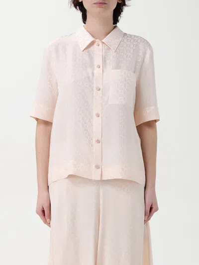 Fendi Embroidered Silk Shirt In Pink