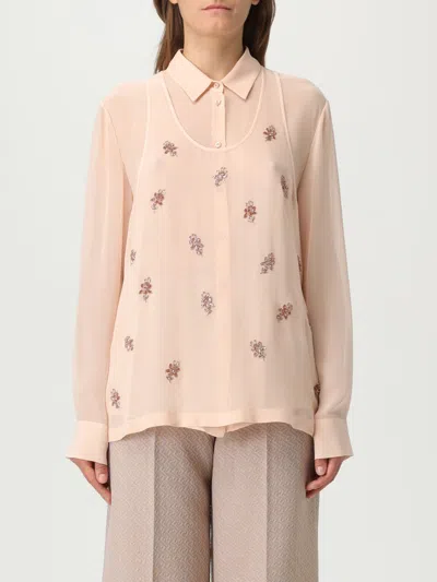 Fendi Women Georgette Top With Rhinestones And Sequins Embroidery In Multi