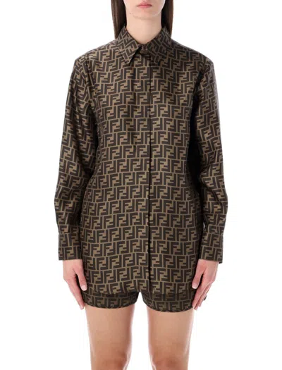 FENDI FENDI FF SILK JACQUARD OVERSIZED SHIRT