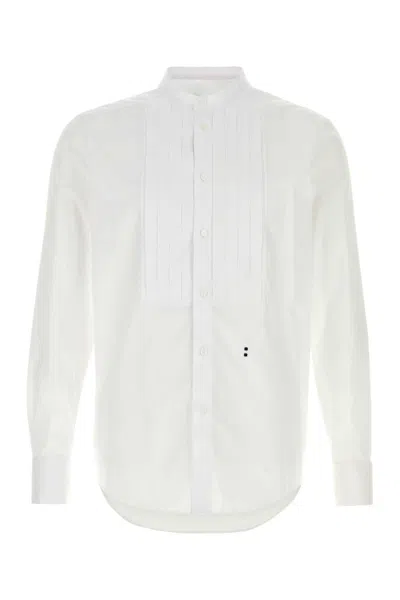 Fendi Poplin Shirt Band Collar Long Sleeves In White