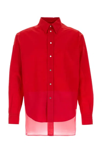 Fendi Fluid Organza Plain Shirt In Red