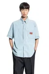 Fendi Collared Shirt With Pocket And Short Sleeves In Blue