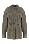 Fendi Shirt In Leather In Brown