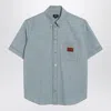 Fendi Shirt In Light Blue Chambray Men In Blue