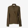 Fendi Asymmetric Wool-mohair Blouse In Brown
