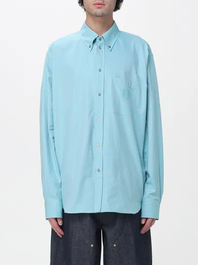 Fendi Men Oxford Shirt In Blue