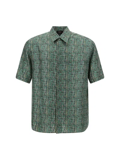Fendi Ff Print Silk Shirt In Green