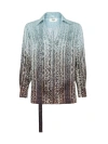 Fendi Print Silk Shirt In Pale Blue