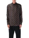 Fendi Silk Shirt Geometric Pattern Long Sleeves In Brown