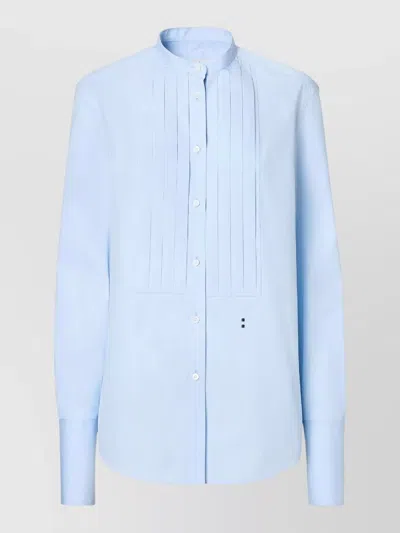 Fendi Shirt Tailored Collar Long Sleeves Pleated Front In Blue