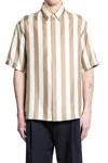 Fendi Striped Bowling Shirt In Brown