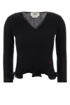 Fendi Women Long-sleeved Virgin Wool Top In Black