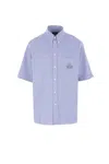 Fendi Embroidered-pocket Short-sleeve Shirt In Blue