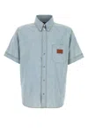 Fendi Collared Shirt With Pocket And Short Sleeves In Blue