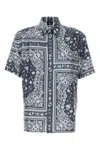 Fendi Men Blue Shirt With All-over Bandana Print In Silk Man In Blue
